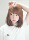 ミディアムワンカールボブ10代20代30代新宿韓国風