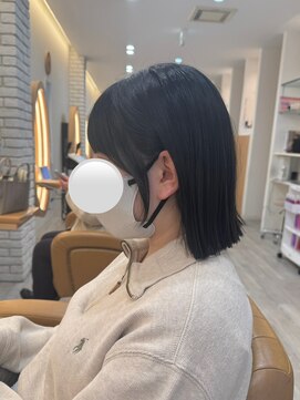 アドラーブル けやき通り店(adorable) ナチュラルブルーブラック艶感ストレート美肌透明感ブルーカラー