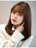 デジタルパーマ風内巻き　ベージュ　ミディアム　ボブウルフ