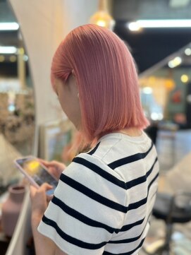 チャプター 問屋町(chapter) ピンクベージュ髪質改善切りっぱなしボブミニボブケアカラー