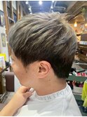 メンズハイトーンカラー シルバー系Wカラー 爽やかショート