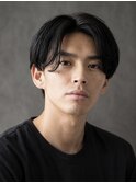 センターパート×ニュアンスパーマ×サイドパート×men's髪型