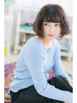 ミック 日暮里店(miq) 斜めバングダークカラーくせ毛風フリンジウェーブb