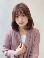韓国風/ワンホンボブヘア/ピンクベージュ担当中間