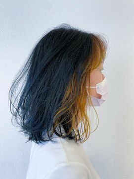 ヘアーモードケーティー 石橋店(Hair Mode KT) ダークブルー×インナーイエロー