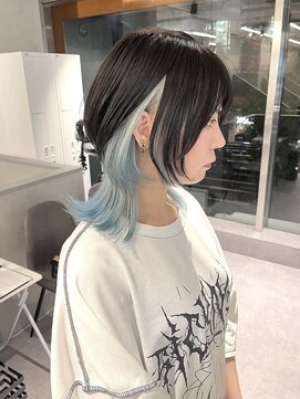 ファイブバイジエクト 堀江(FIVE by The Ect) ウルフカット×インナーカラーブルー×推しカラー☆22