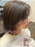 20代30代40代小顔カットインナーカラー透け感ナチュラルボブ