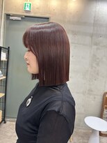 ブラウンレッド　切りっぱなしボブ