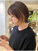 (土橋)ショートウルフ顔まわりレイヤーイヤリングカラーベージュ