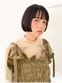 ミニボブ　ボブヘア　黒髪ボブ　パッツン　前上がりボブ