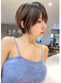 デジタルパーマミニウルフチェリーブラウンホワイトグレージュ