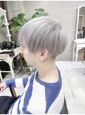 ツーブロックマッシュショート/ホワイトシルバーベージュ