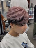 簡単オシャレホワイトピンクアウターカラーセンターパート