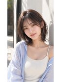 ミディアムレイヤー髪型20代30代40代5前髪あり前髪なし丸顔越谷