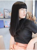 ■HARBORS鎌倉/エアストレートロング/黒髪艶カラー/オン眉12★