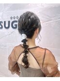 ヘアセット/編みおろしアレンジ/結婚式お呼ばれヘア