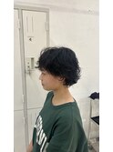 カジュアルショートパーマカーリーパーマ×黒髪暗髪