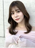 くびレイヤー美髪ケアカラーエアリーロングピンクブラウン