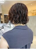 ボブパーマ_切りっぱなしボブピンクブラウン_ba480021