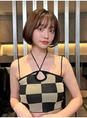 タッセルbob_美髪ピンクブラウン切りっぱなしボブエアリーロング