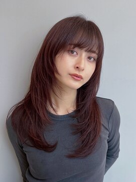 トリッカ シブヤ(TRICCA SHIBUYA) 韓国/ストレートヘア/ピンクベージュ/顔まわりレイヤー/前髪