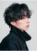 福岡天神ゆるめシャドウパーマメンズマッシュウルフカット緩め