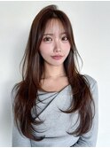 顔周りレイヤー韓国ヘアロング前髪カット_F1250