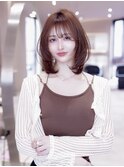 前髪顔周りワンホンムレイヤーカット/ダークアッシュブラウン