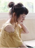 抜け感たっぷり☆ゆるセミロングのお団子アレンジ