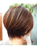 グラデーションボブカット＆デザインハイライト＋白髪ぼかし