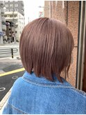 ◎ピンクベージュ×ミニボブ