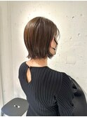 大人かわいい艶髪外ハネボブ/ナチュラルブラウン