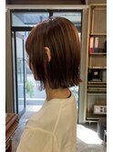 ボルドーカラー/切りっぱなしボブ