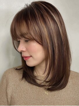 リファインヴェール めじろ台店 くびれヘア/アプリコットオレンジ/ハイライトカラー/めじろ台