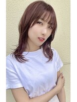 フォイルヘアー(Foil.hair) ピンクブラウン　ロングレイヤー　ブリーチなしカラー　暖色系