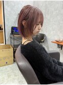 那覇美容室/おもろまち美容室/レイヤーボブ/顔まわり/ピンク