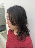 ホワイトグレージュ/ミニウルフ/デジタルパーマ/チェリーブラウ