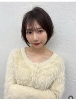サラジュ 西宮北口店(SARAJU) 前髪ありダークブラウン丸みショートボブ