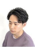 メンズビジネスツーブロックフェザーニュアンスパーマバーバー