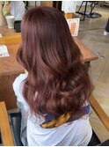 大人可愛いブリーチなしダブルカラーピンクオレンジ×夏カラー