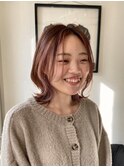 ピンクベージュ×ミディアムレイヤー