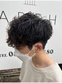 カット×波巻きパーマ