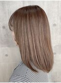 オリーブベージュ/極細ハイライト