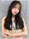 ブリーチなしチョコレート色×前髪/顔周りレイヤー韓国ヘア[新宿