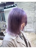 シルバーパープルダブルカラーケアブリーチハイトーンカラーボブ