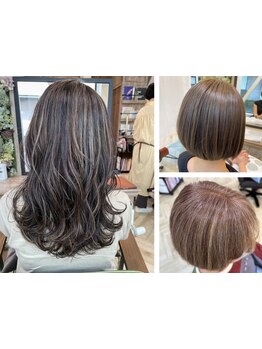 ダメージレスな高濃度水素カラーで艶感のある美発色が叶う!色持ちも良く、定期的なメンテナンスにも最適◎