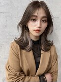 韓国ヘアグレージュカラーブリーチ無し髪質改善イヤリングカラー