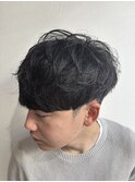 無造作ニュアンスツーブロックマッシュパーマ