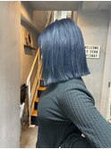 ケアブリーチ+ネイビーブルー×外ハネボブ