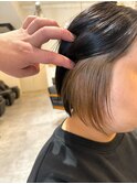 ショートインナーカラー/ミルクティーグレージュ